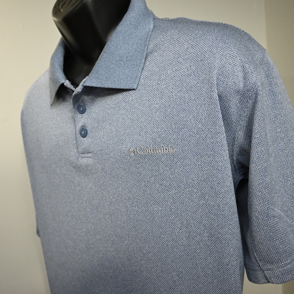 Columbia Polo Shirt‎ Blue Omni-Shade Performance Short Sleeve Mens Size 2XL XXL